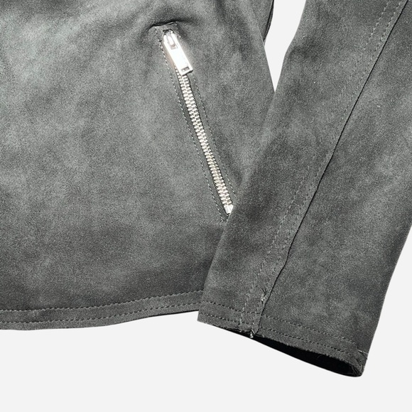 Philosophy Open Faux Leather Cropped Jacket XS Pockets Carbon Crystal Moto NEW - Picture 4 of 15